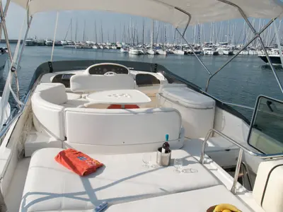 Salon of Premium +, a Azimut 58 motorboat at Athens, Greece