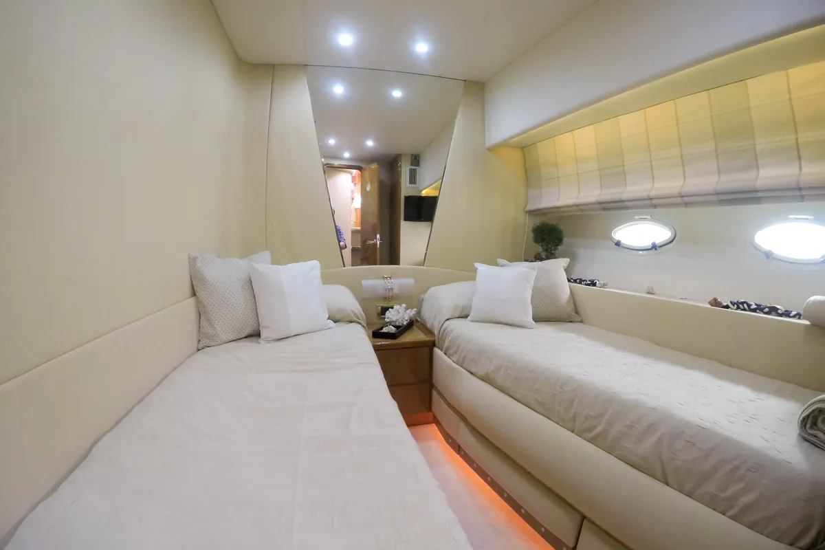 Deck of Premium +, a Azimut 58 motorboat at Athens, Greece