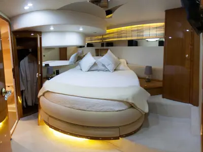 Cabin on Premium +, a Azimut 58 motorboat at Athens, Greece