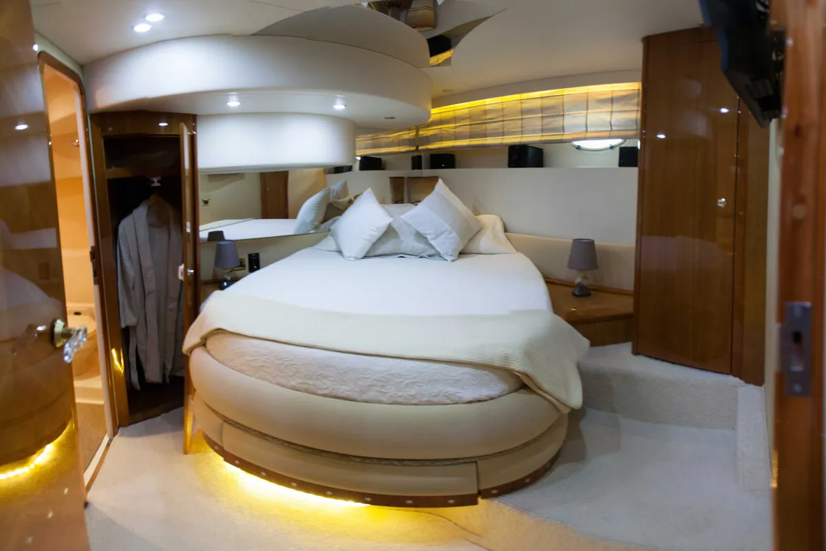 Cabin on Premium +, a Azimut 58 motorboat at Athens, Greece