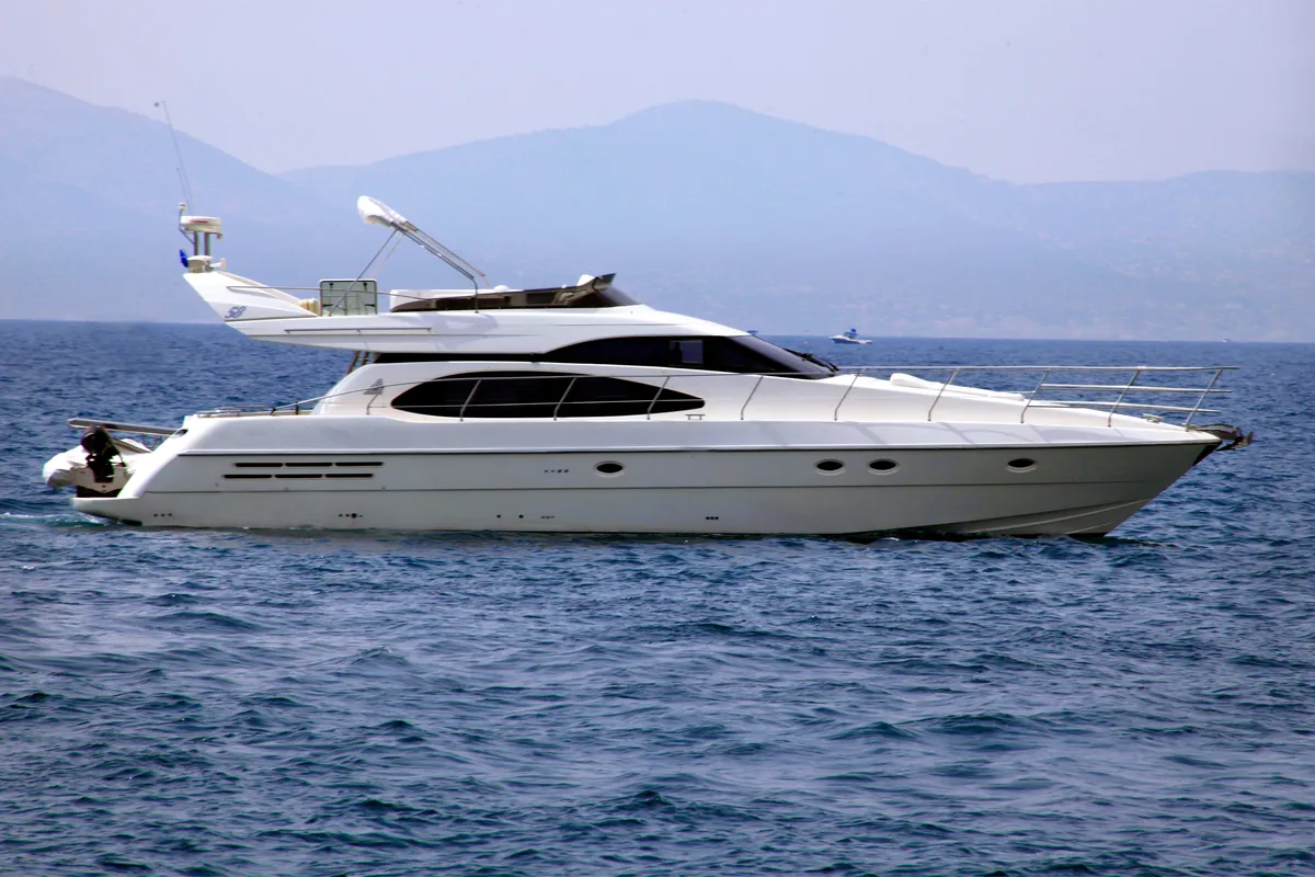 Head on Premium +, a Azimut 58 motorboat at Athens, Greece