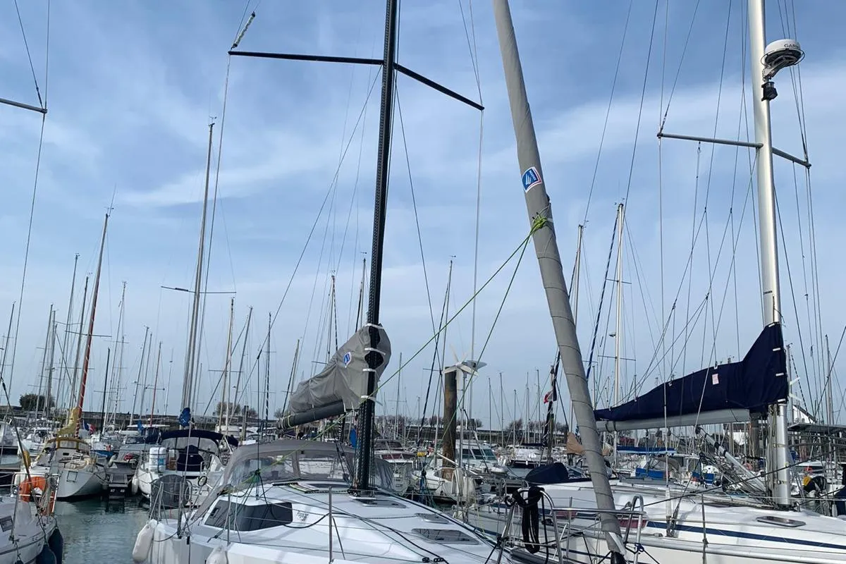 Deck of SHOULD I GO, a Pogo 36 sailboat at La Rochelle, France