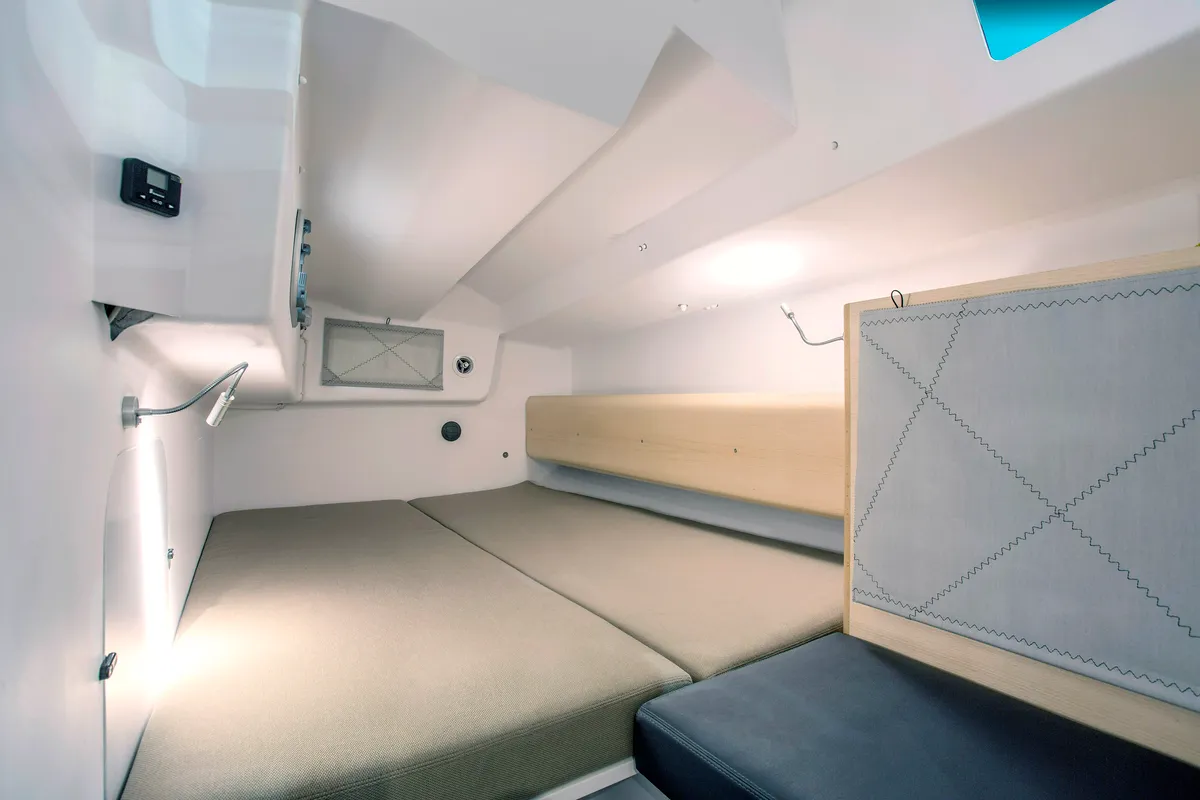 Cabin on SHOULD I GO, a Pogo 36 sailboat at La Rochelle, France