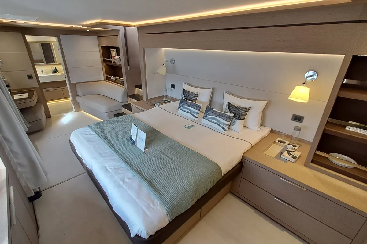 Cabin on La Desirade, a Lagoon Seventy 7 catamaran at Ajaccio, France