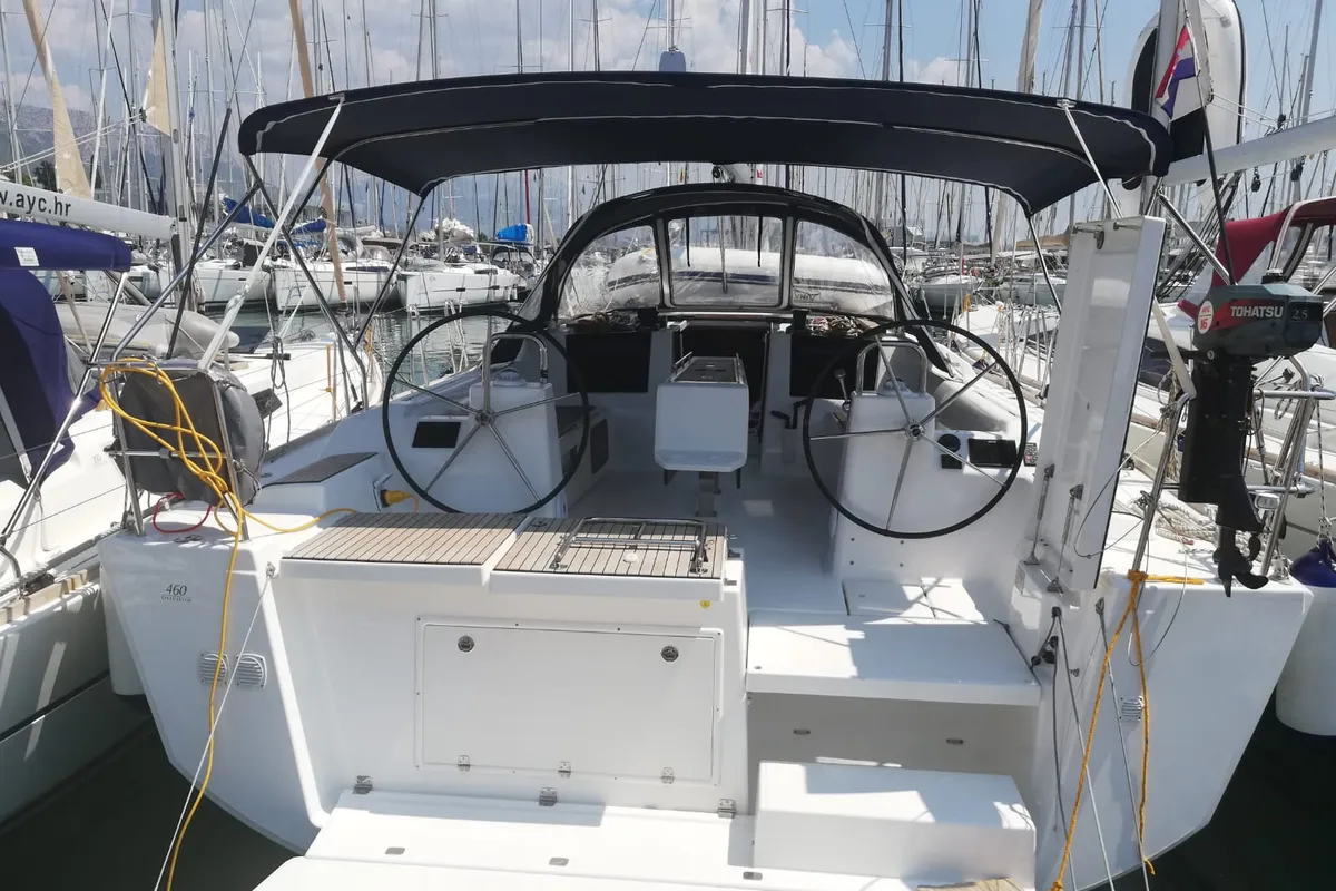 Cockpit of Cetina, a Dufour 460 Grand Large sailboat at Općina Medulin, Croatia
