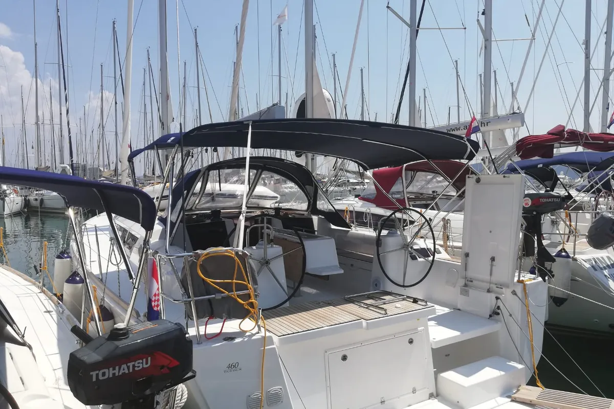 Exterior view of Cetina, a Dufour 460 Grand Large sailboat at Općina Medulin, Croatia