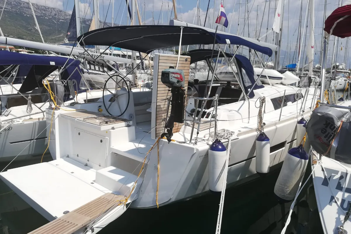 Exterior view of Cetina, a Dufour 460 Grand Large sailboat at Općina Medulin, Croatia