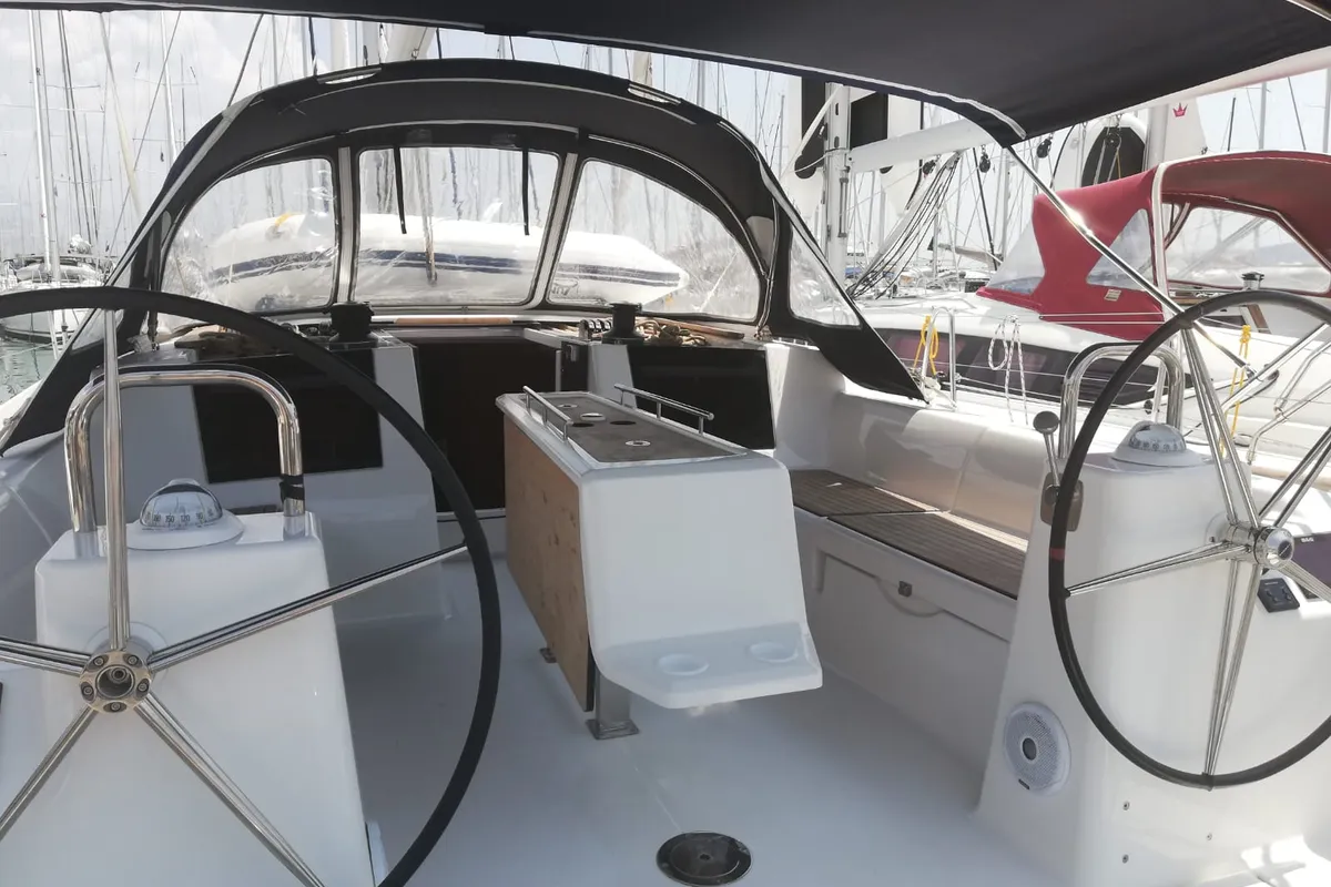 Cockpit of Cetina, a Dufour 460 Grand Large sailboat at Općina Medulin, Croatia