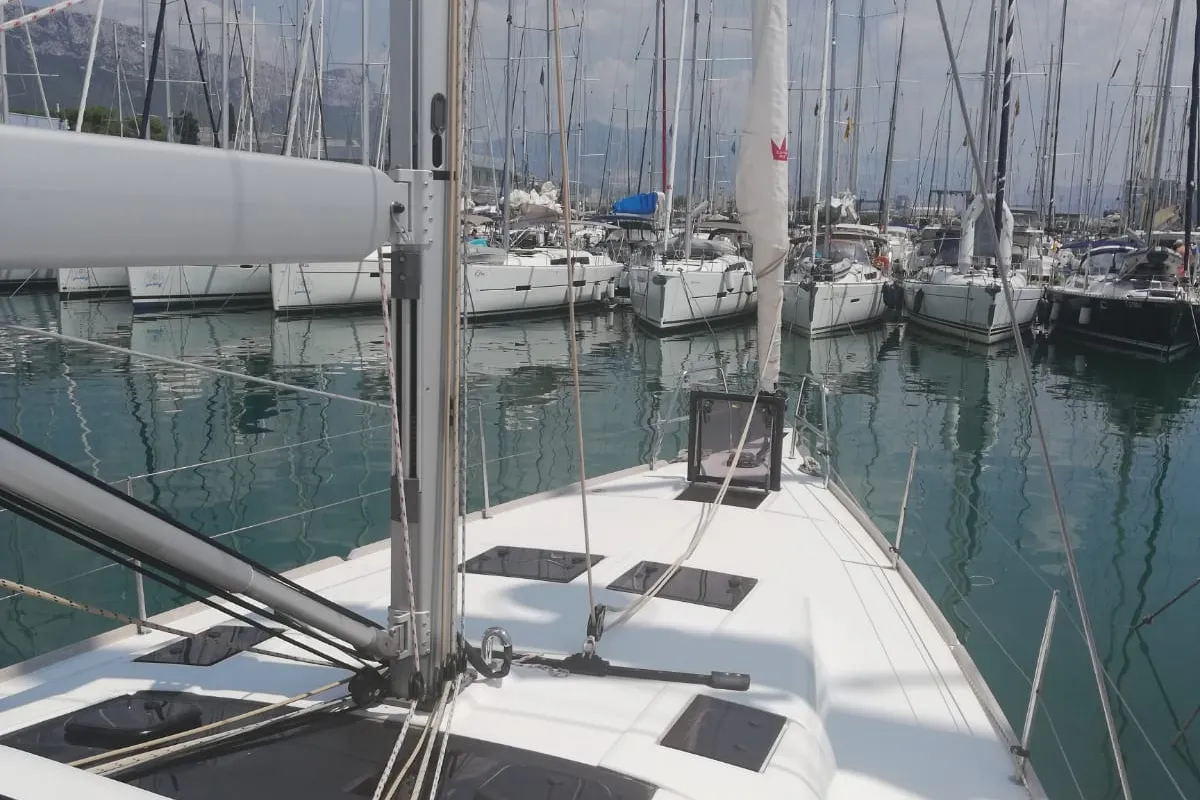 Exterior view of Cetina, a Dufour 460 Grand Large sailboat at Općina Medulin, Croatia
