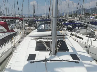 Deck of Cetina, a Dufour 460 Grand Large sailboat at Općina Medulin, Croatia