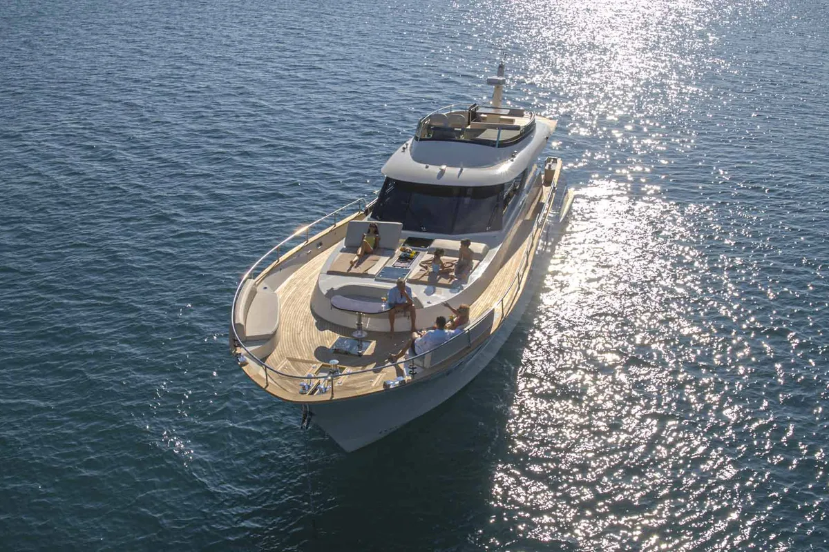 Exterior view of Panta Rei, a Monachus M70 motor yacht at Split, Croatia