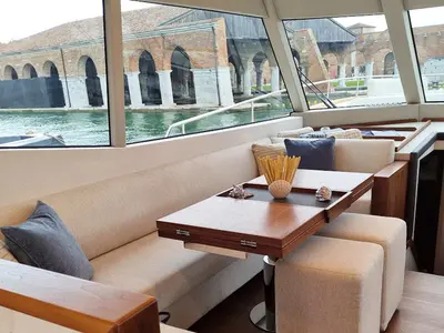 Salon of Panta Rei, a Monachus M70 motor yacht at Split, Croatia