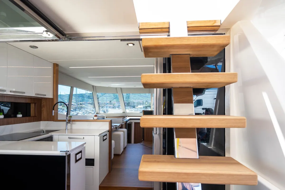 Galley of Panta Rei, a Monachus M70 motor yacht at Split, Croatia