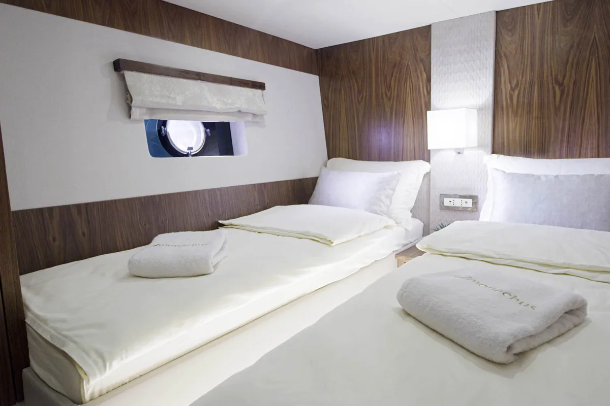 Cabin on Panta Rei, a Monachus M70 motor yacht at Split, Croatia