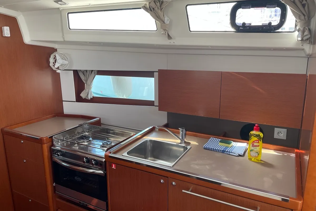 Galley of Elsa, a Beneteau Oceanis 38.1 sailboat at Općina Sukošan, Croatia