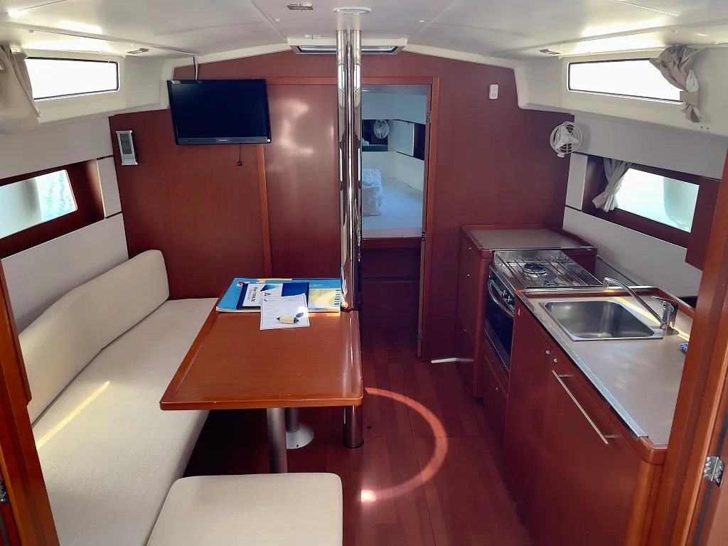 Salon of Elsa, a Beneteau Oceanis 38.1 sailboat at Općina Sukošan, Croatia