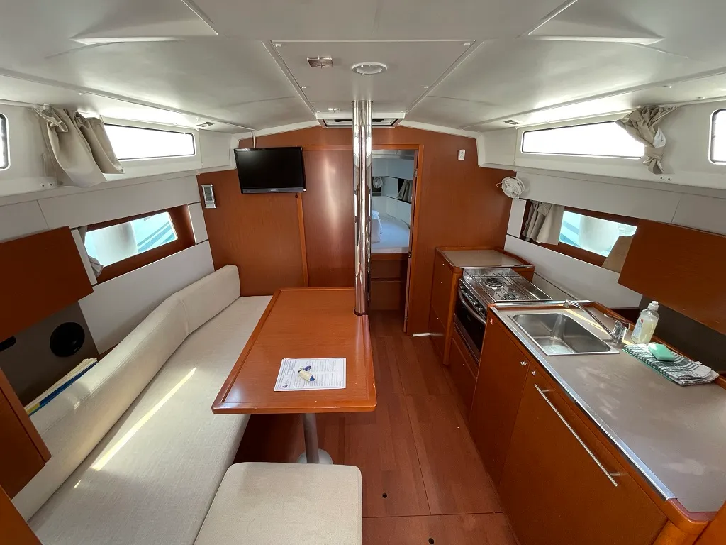 Salon of Elsa, a Beneteau Oceanis 38.1 sailboat at Općina Sukošan, Croatia