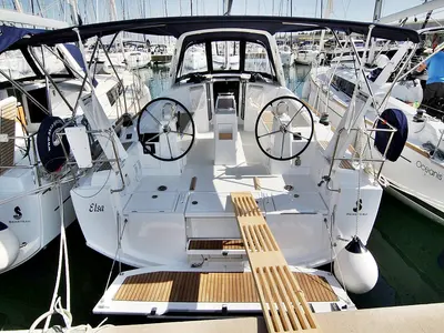 Cockpit of Elsa, a Beneteau Oceanis 38.1 sailboat at Općina Sukošan, Croatia
