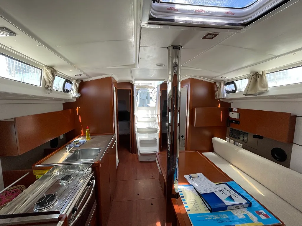 Salon of Elsa, a Beneteau Oceanis 38.1 sailboat at Općina Sukošan, Croatia
