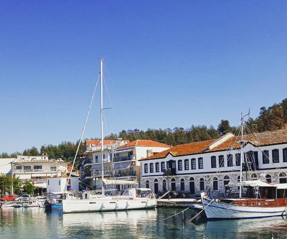Exterior view of Theagenis, a Beneteau Oceanis 45 sailboat at Thassos, Greece