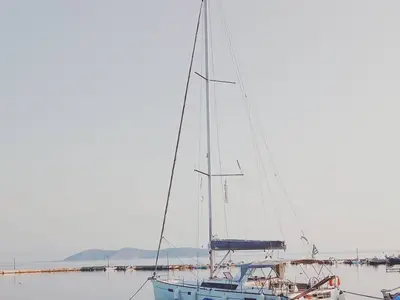 Exterior view of Theagenis, a Beneteau Oceanis 45 sailboat at Thassos, Greece