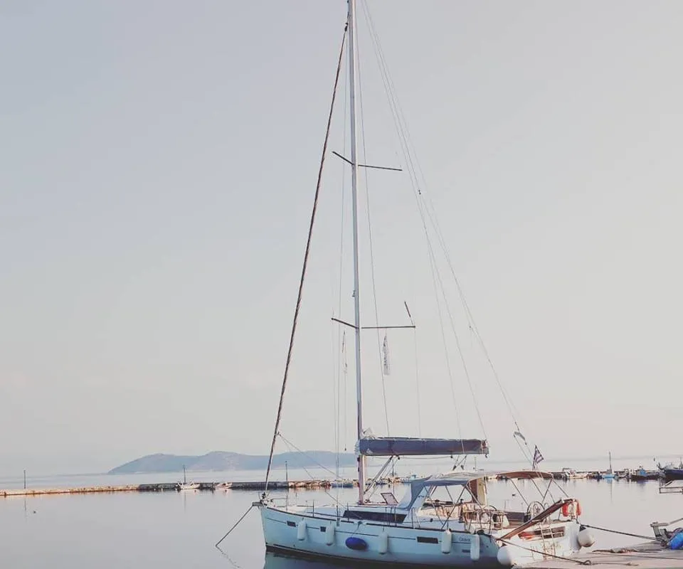 Exterior view of Theagenis, a Beneteau Oceanis 45 sailboat at Thassos, Greece