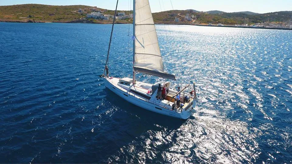 Exterior view of Theagenis, a Beneteau Oceanis 45 sailboat at Thassos, Greece