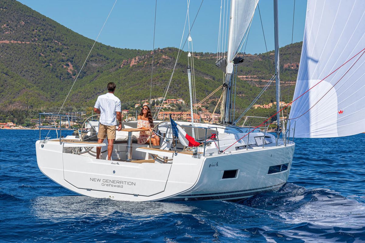 Exterior view of Señorita, a Hanse 410 sailboat at Dubrovnik, Croatia