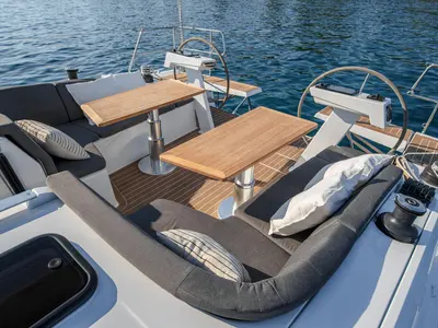 Cockpit of Señorita, a Hanse 410 sailboat at Dubrovnik, Croatia