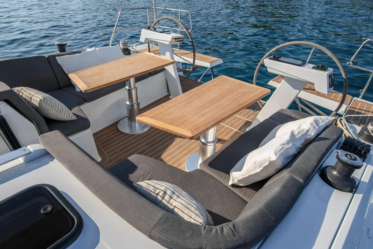 Cockpit of Señorita, a Hanse 410 sailboat at Dubrovnik, Croatia