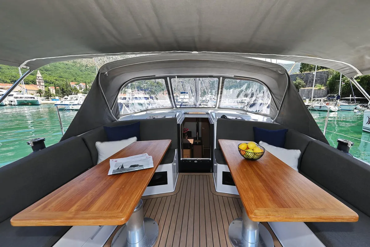 Deck of Señorita, a Hanse 410 sailboat at Dubrovnik, Croatia