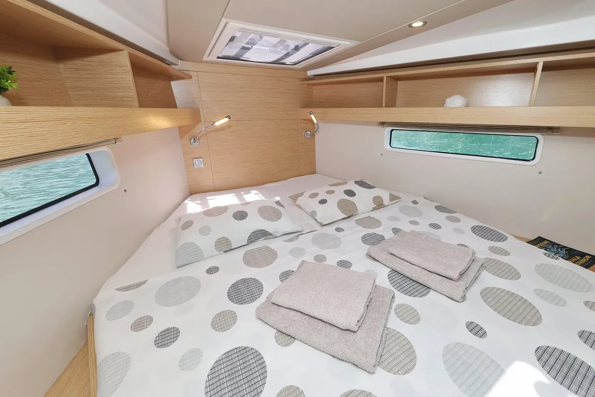 Cabin on Señorita, a Hanse 410 sailboat at Dubrovnik, Croatia