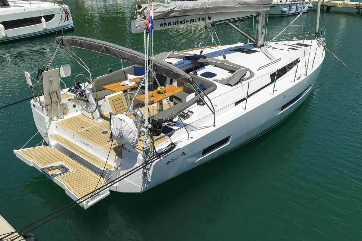 Exterior view of Señorita, a Hanse 410 sailboat at Dubrovnik, Croatia