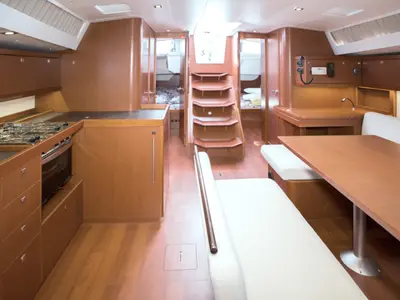 Salon of Blues, a Beneteau Oceanis 48 sailboat at Tivat, Montenegro