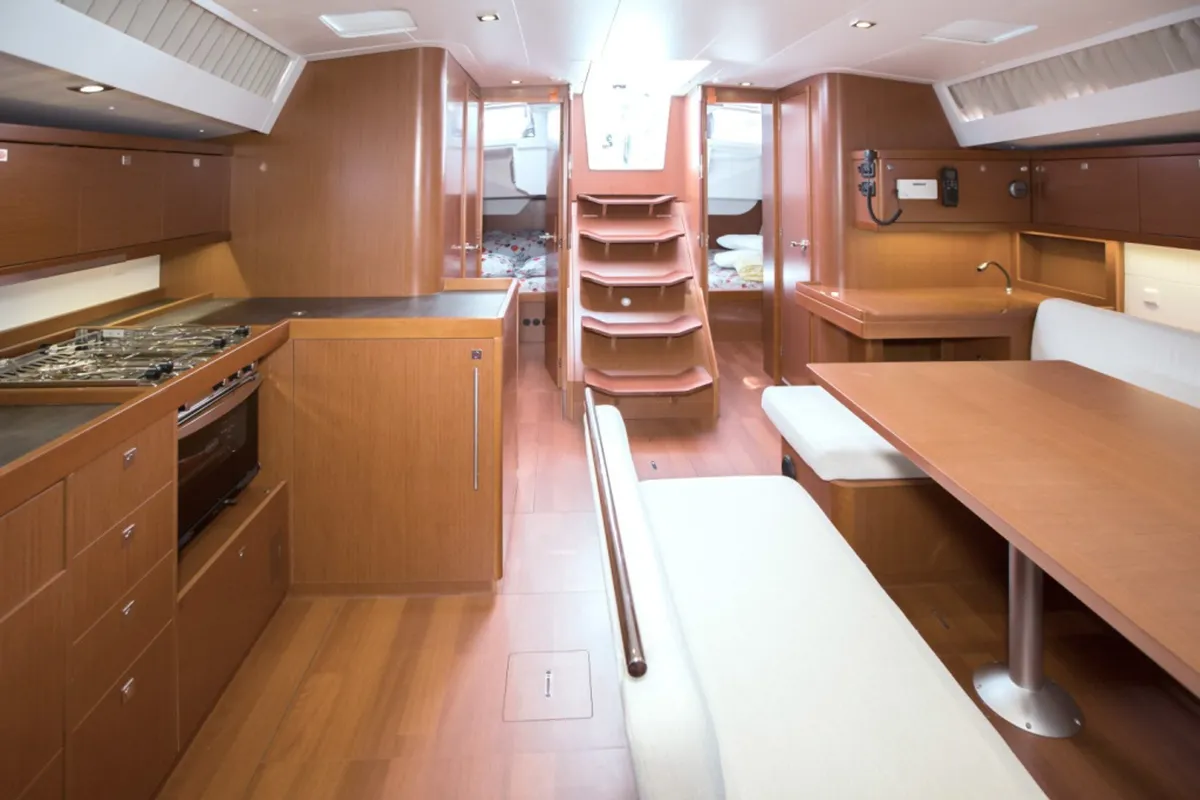 Salon of Blues, a Beneteau Oceanis 48 sailboat at Tivat, Montenegro