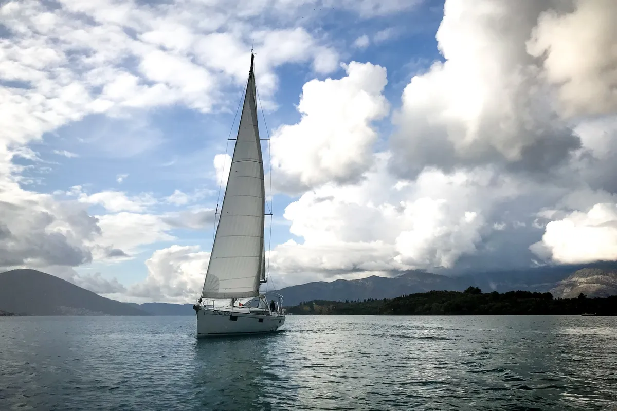 Exterior view of Blues, a Beneteau Oceanis 48 sailboat at Tivat, Montenegro