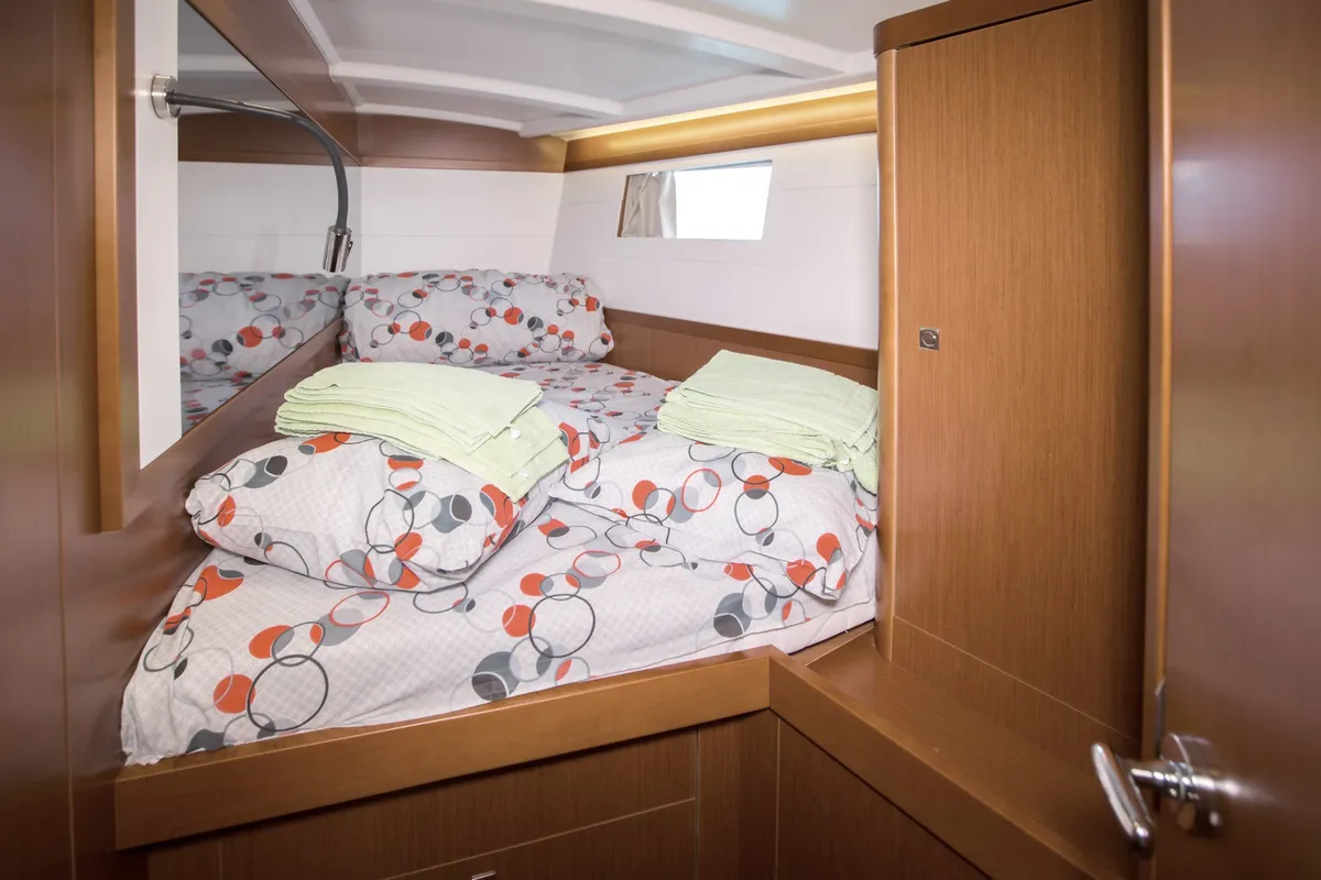 Cabin on Blues, a Beneteau Oceanis 48 sailboat at Tivat, Montenegro