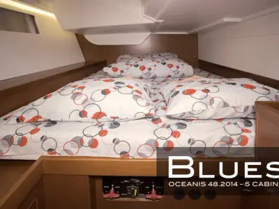 Salon of Blues, a Beneteau Oceanis 48 sailboat at Tivat, Montenegro