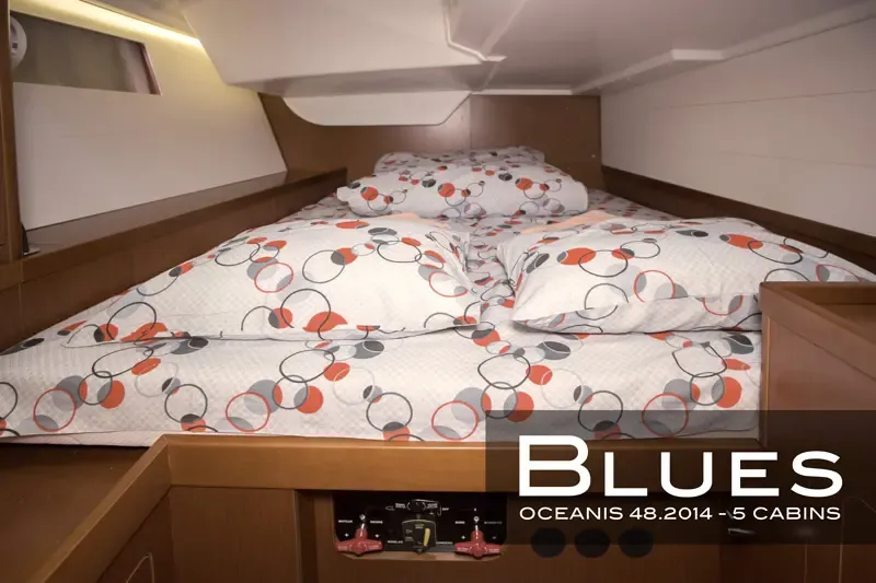 Salon of Blues, a Beneteau Oceanis 48 sailboat at Tivat, Montenegro