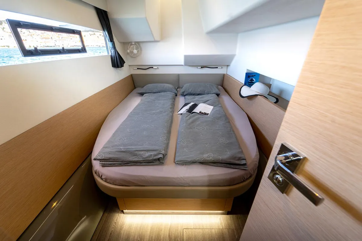 Cabin on Mon Ami, a Fountaine Pajot MY 37 catamaran at Grad Šibenik, Croatia