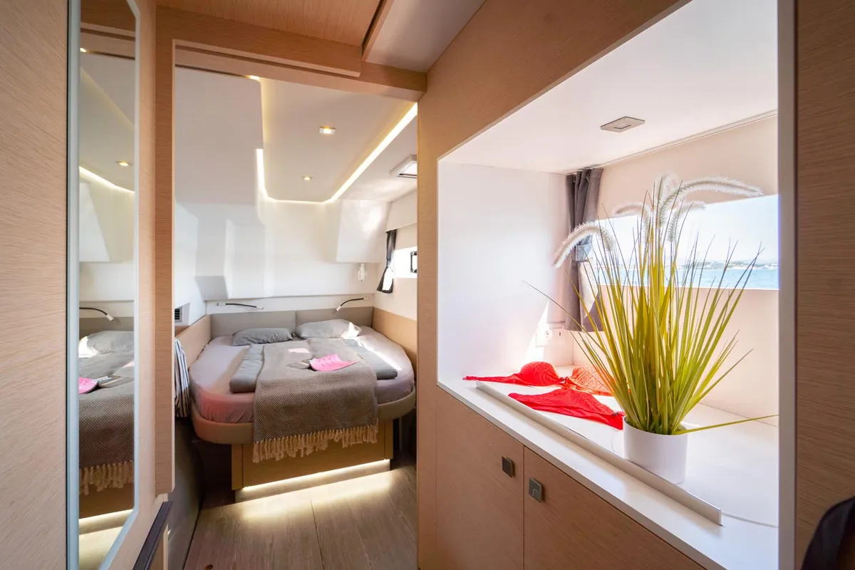 Cabin on Mon Ami, a Fountaine Pajot MY 37 catamaran at Grad Šibenik, Croatia