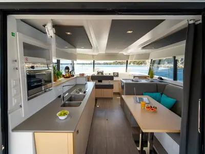Galley of Mon Ami, a Fountaine Pajot MY 37 catamaran at Grad Šibenik, Croatia