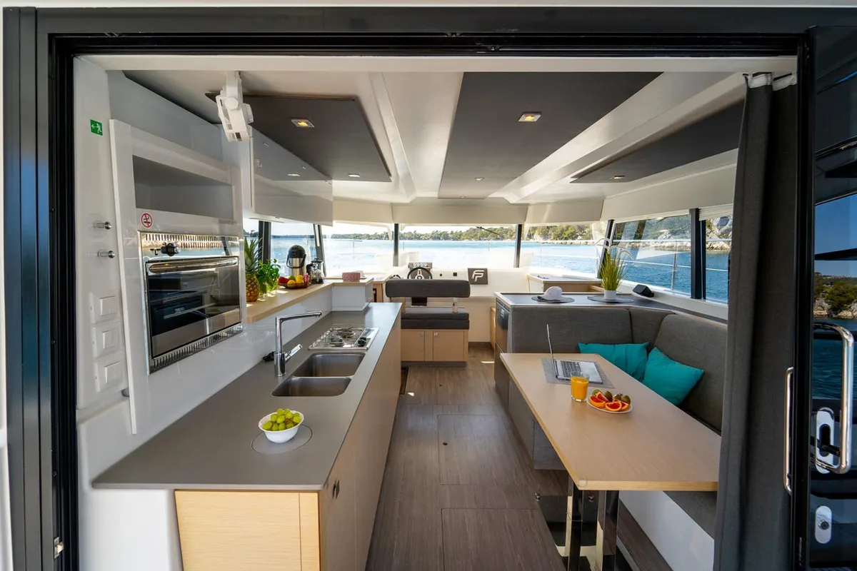 Galley of Mon Ami, a Fountaine Pajot MY 37 catamaran at Grad Šibenik, Croatia