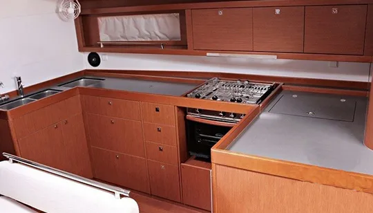 Galley of Pherousa, a Beneteau Oceanis 48 sailboat at Lavreotiki Municipal Unit, Greece