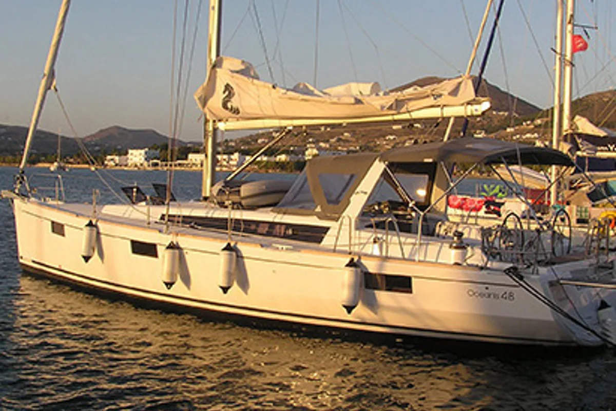 Pherousa, a Beneteau Oceanis 48 sailboat at Lavreotiki Municipal Unit, Greece