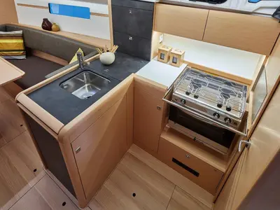 Cabin on Mara, a Jeanneau Sun Odyssey 349 sailboat at Road Town, British Virgin Islands