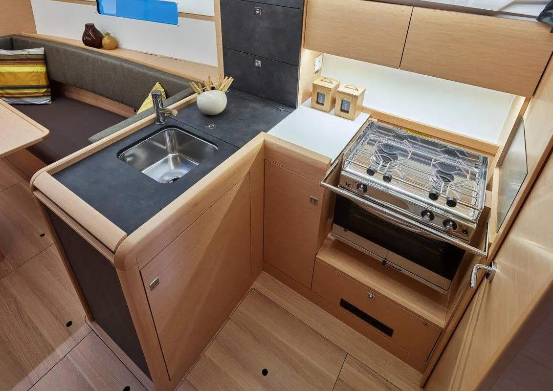 Cabin on Mara, a Jeanneau Sun Odyssey 349 sailboat at Road Town, British Virgin Islands