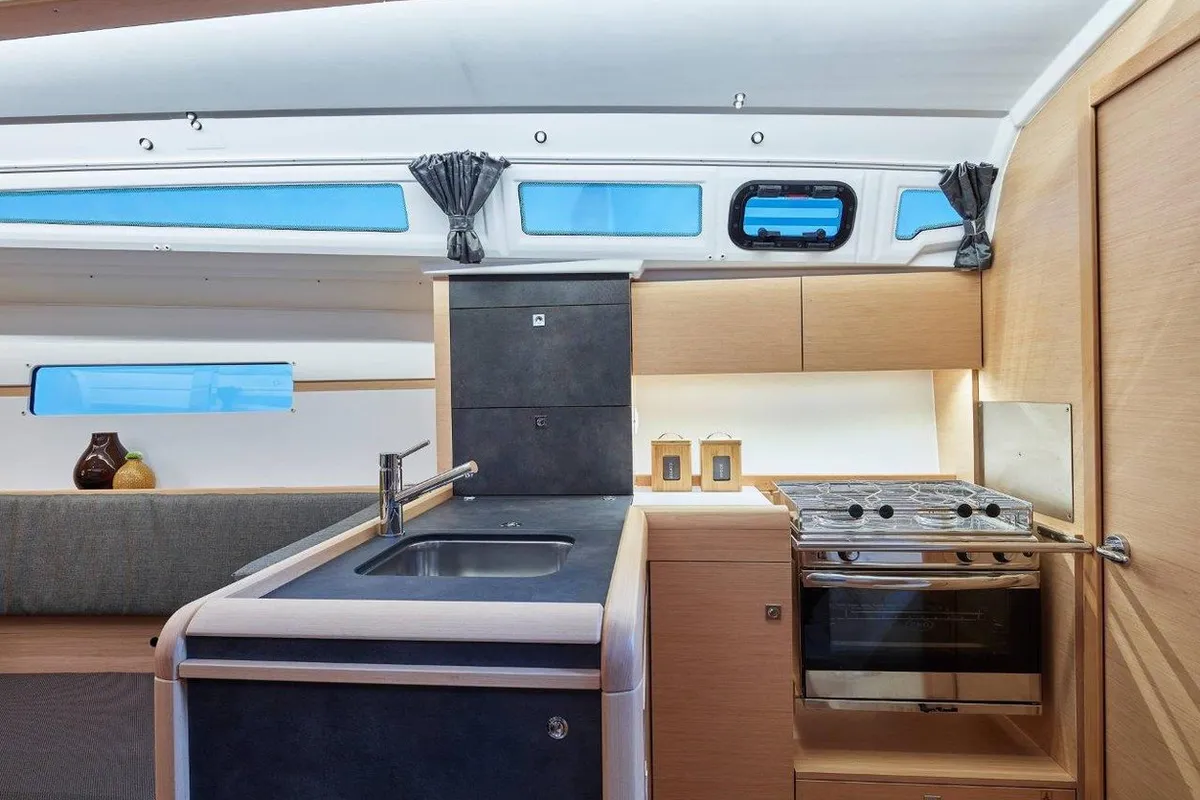 Salon of Mara, a Jeanneau Sun Odyssey 349 sailboat at Road Town, British Virgin Islands