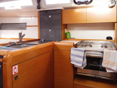 Galley of Siberia, a Jeanneau Sun Odyssey 349 sailboat at Rogač, Croatia