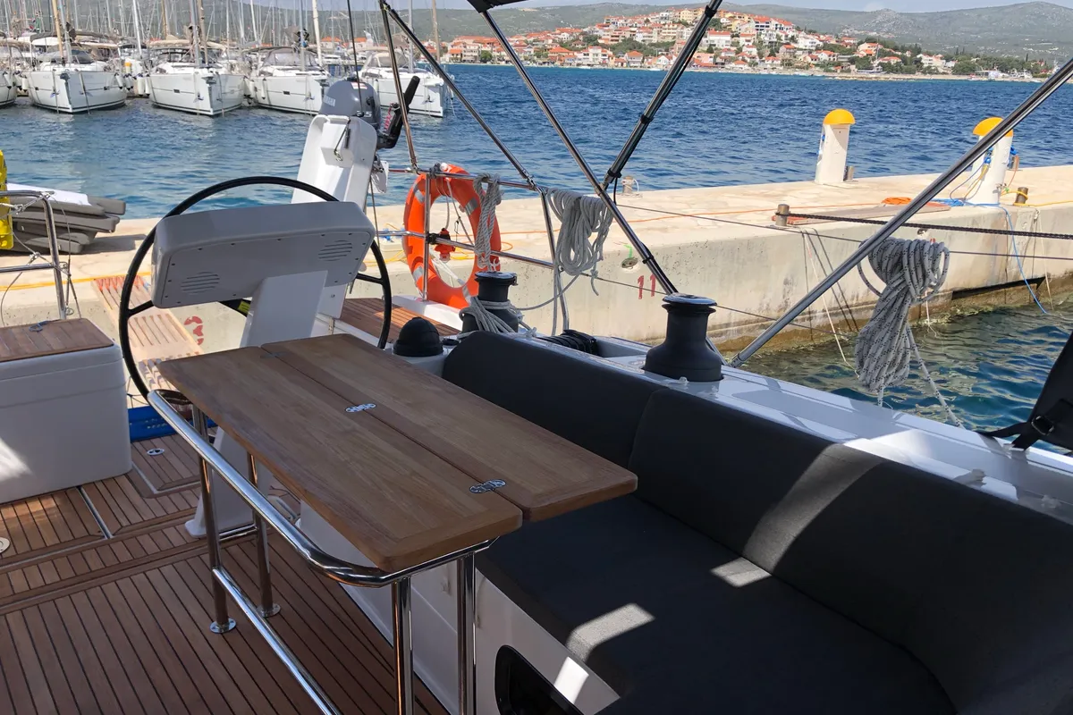 Deck of Lady Aga, a Hanse 508 sailboat at Općina Rogoznica, Croatia